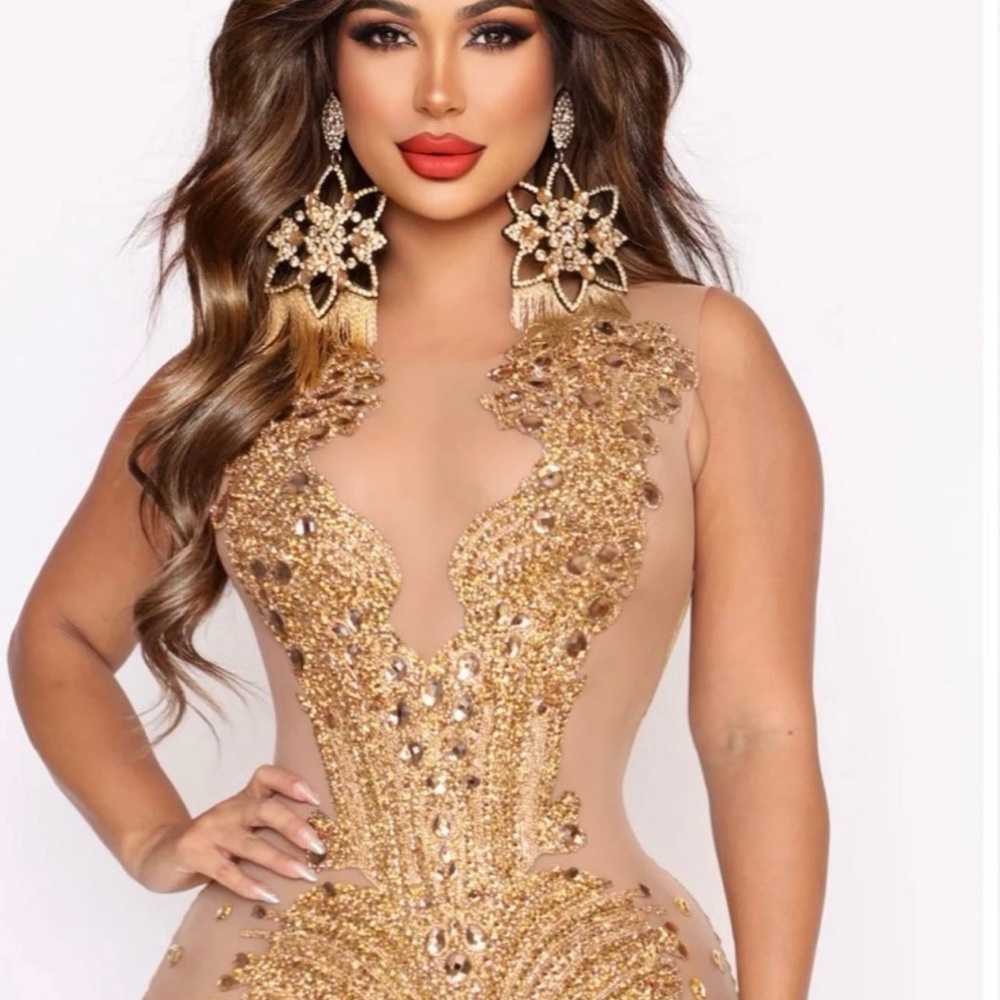 Elegant Gold Embellished Women's Top
